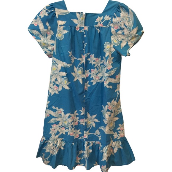 Royal Creations‎ Muumuu Hawaiian Dress Blue Floral Womens Size S Short Sleeve - Picture 3 of 8